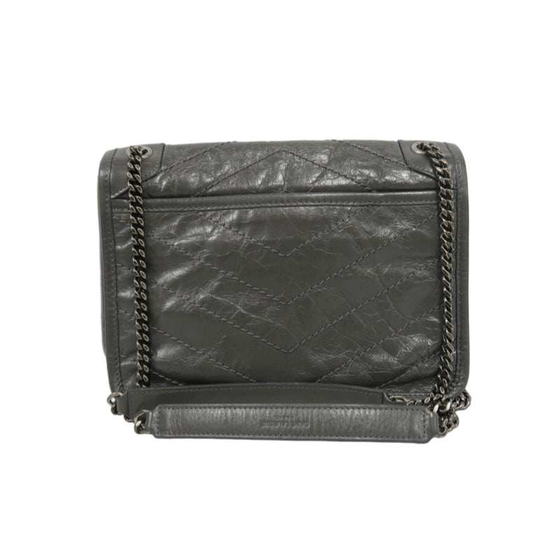 YSL Niki Small Quilted Chain Shoulder Bag, Gray Leather
