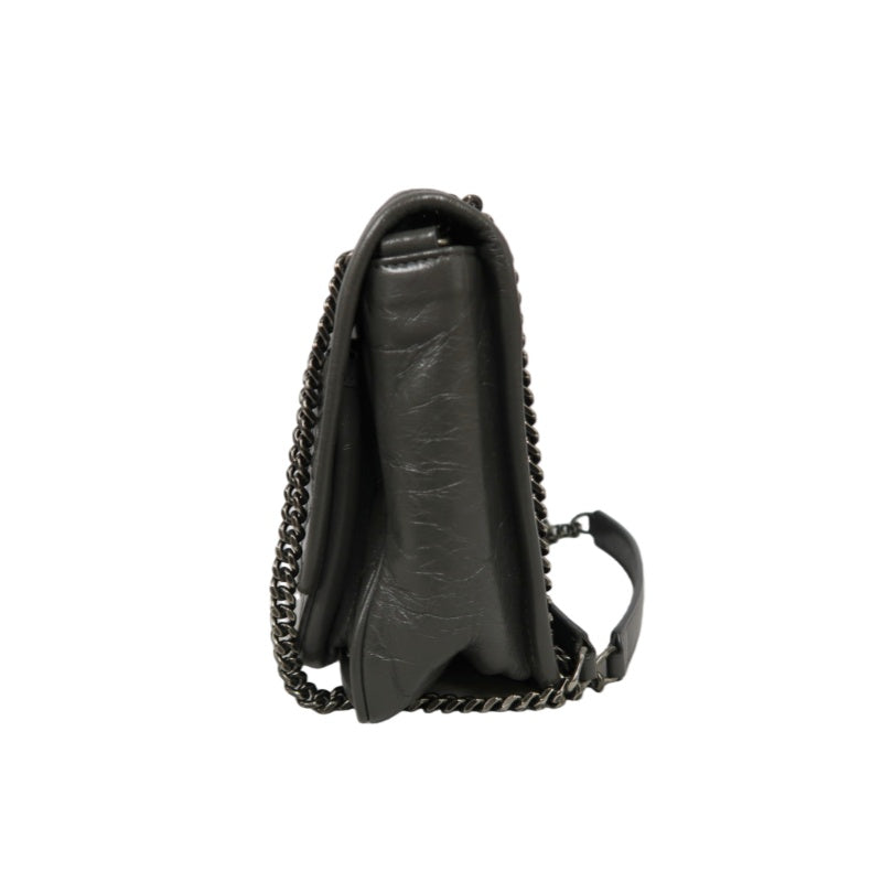 YSL Niki Small Quilted Chain Shoulder Bag, Gray Leather