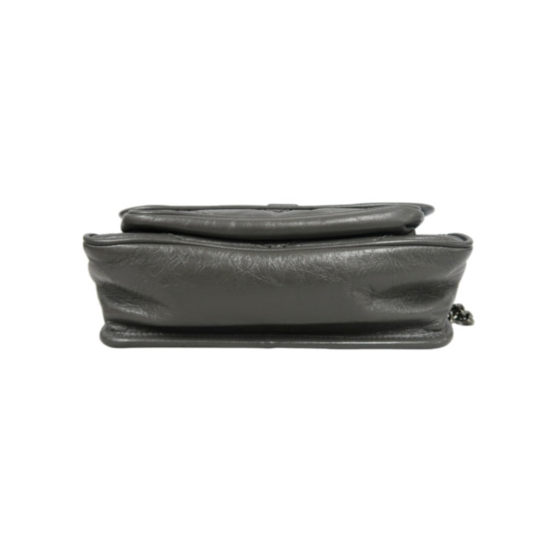 YSL Niki Small Quilted Chain Shoulder Bag, Gray Leather