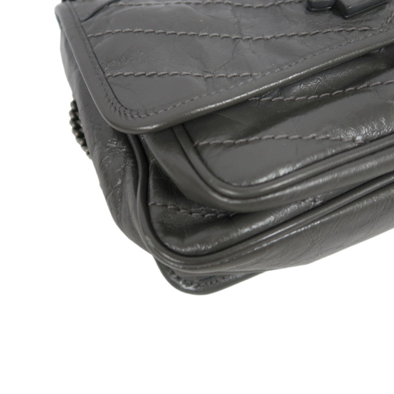 YSL Niki Small Quilted Chain Shoulder Bag, Gray Leather