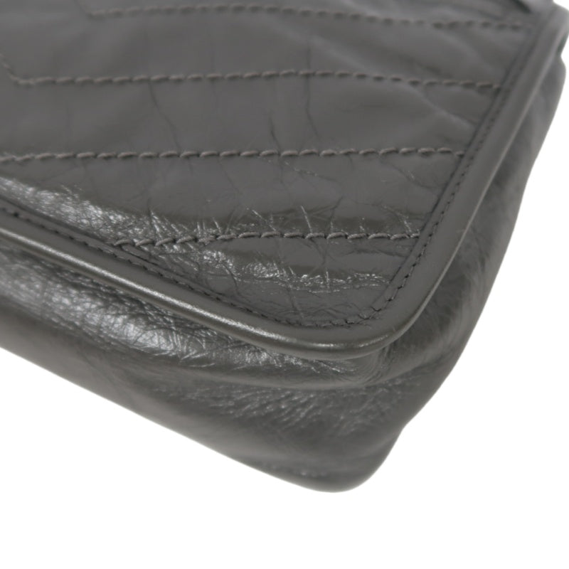 YSL Niki Small Quilted Chain Shoulder Bag, Gray Leather