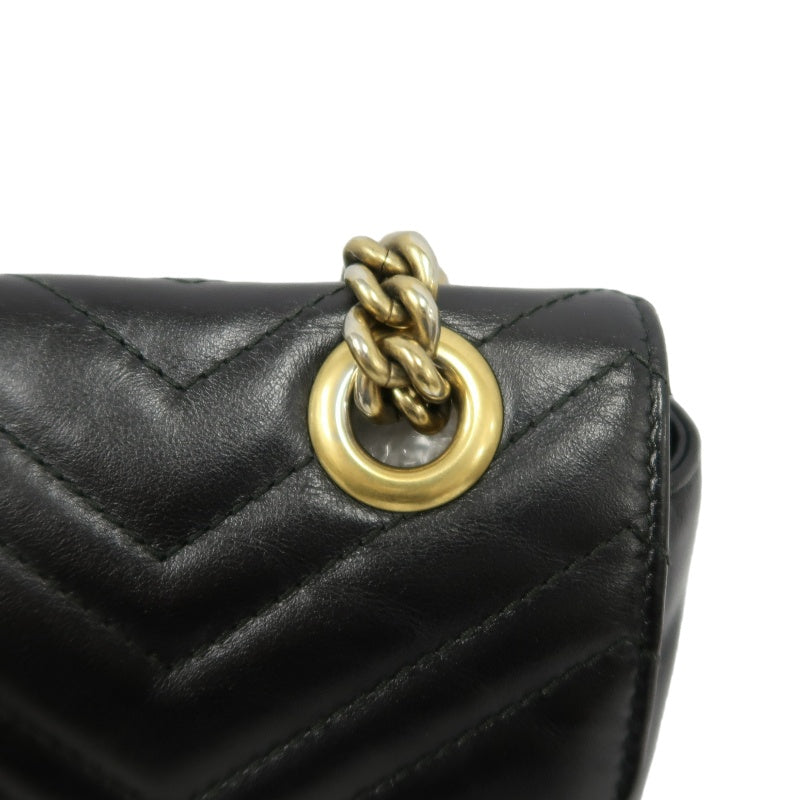 GUCCI Marmont 26 Quilted Shoulder Bag, Black Leather With Black GG Logo 027 mdg
