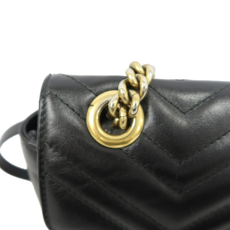 GUCCI Marmont 26 Quilted Shoulder Bag, Black Leather With Black GG Logo 027 mdg