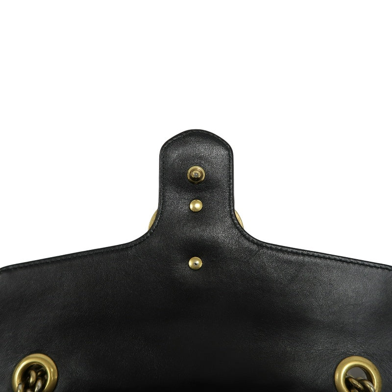 GUCCI Marmont 26 Quilted Shoulder Bag, Black Leather With Black GG Logo 027 mdg