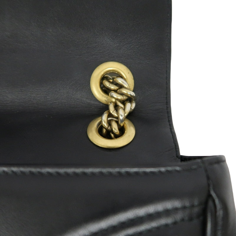 GUCCI Marmont 26 Quilted Shoulder Bag, Black Leather With Black GG Logo 027 mdg