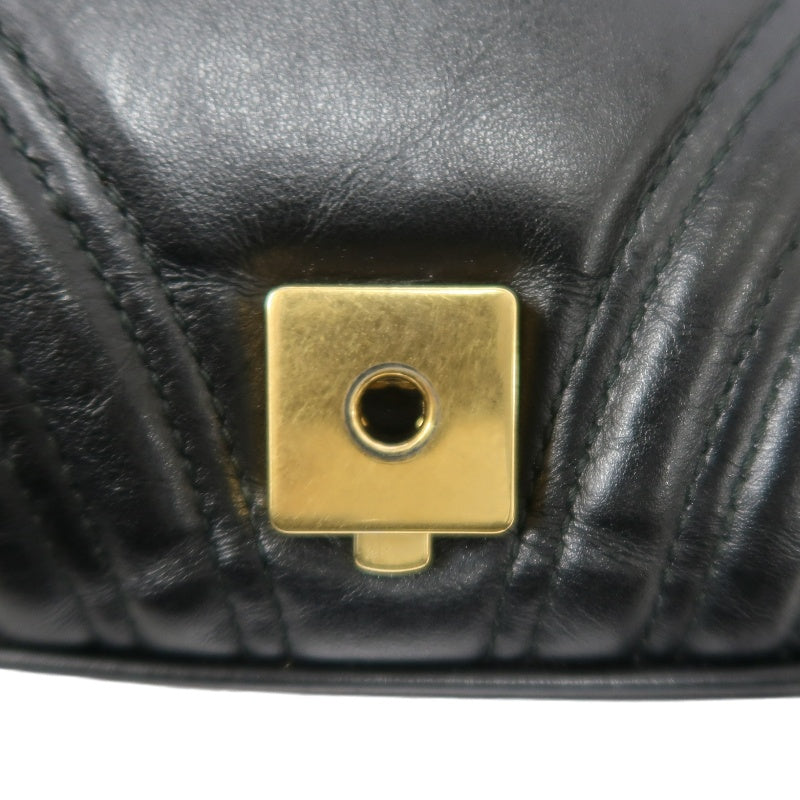 GUCCI Marmont 26 Quilted Shoulder Bag, Black Leather With Black GG Logo 027 mdg
