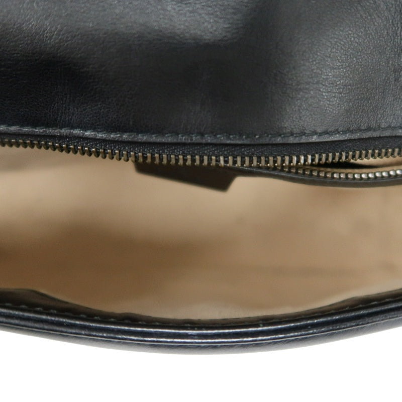 GUCCI Marmont 26 Quilted Shoulder Bag, Black Leather With Black GG Logo 027 mdg