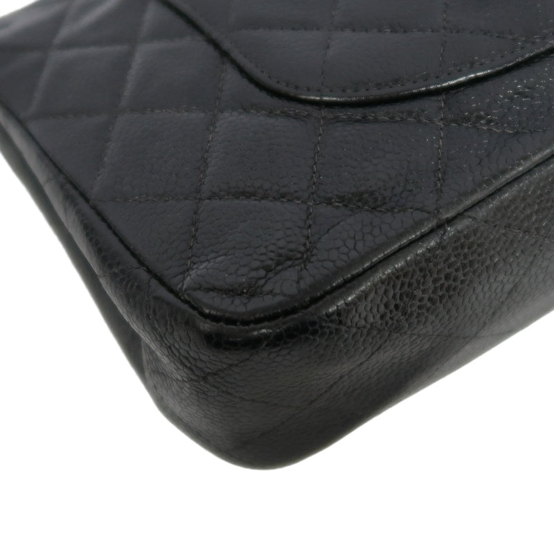 CHANEL Matelasse Classic Flap Shoulder Bag Caviar Leather Black Gold Hardware