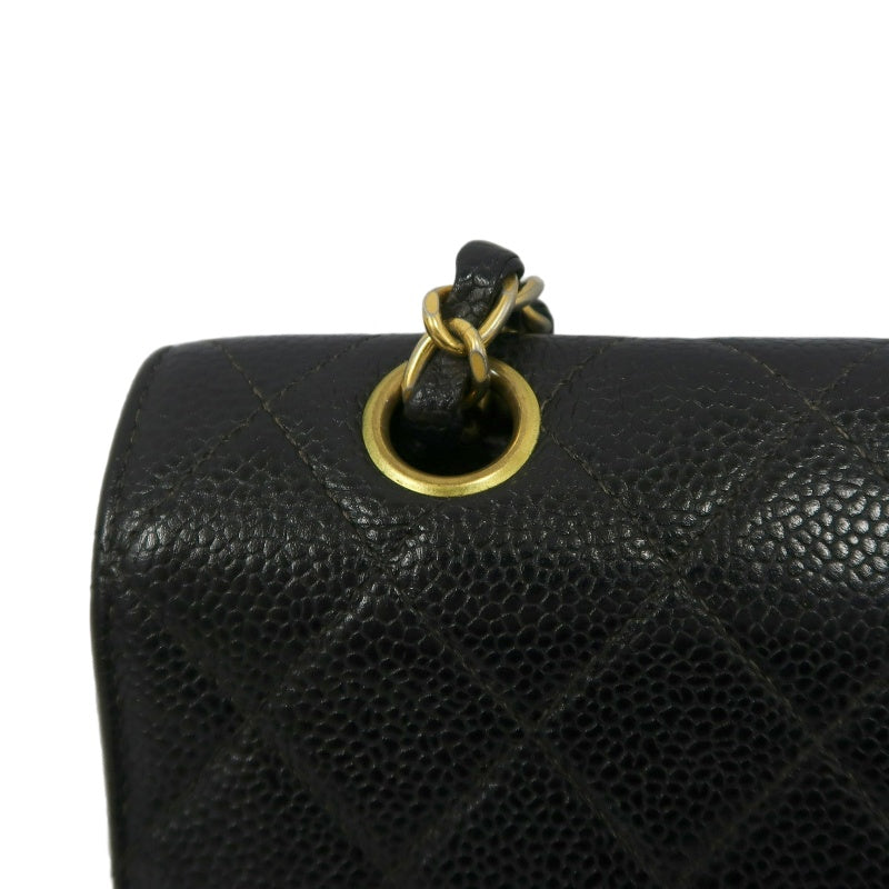 CHANEL Matelasse Classic Flap Shoulder Bag Caviar Leather Black Gold Hardware