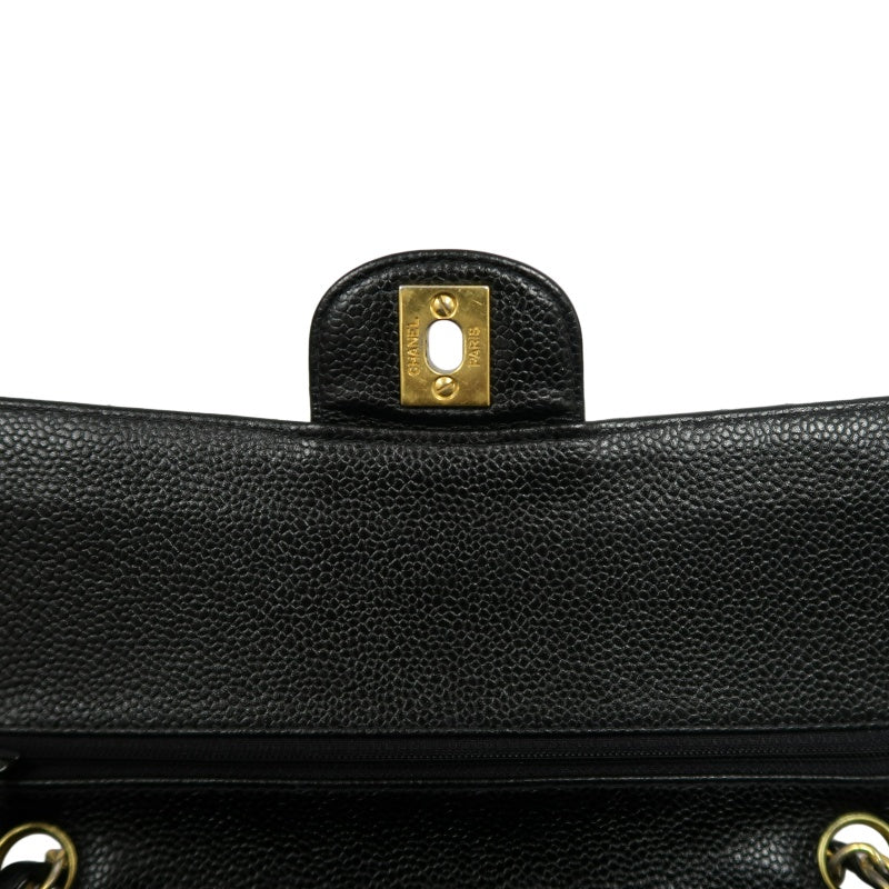 CHANEL Matelasse Classic Flap Shoulder Bag Caviar Leather Black Gold Hardware