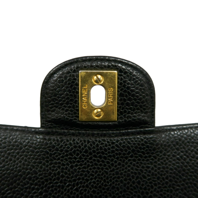 CHANEL Matelasse Classic Flap Shoulder Bag Caviar Leather Black Gold Hardware