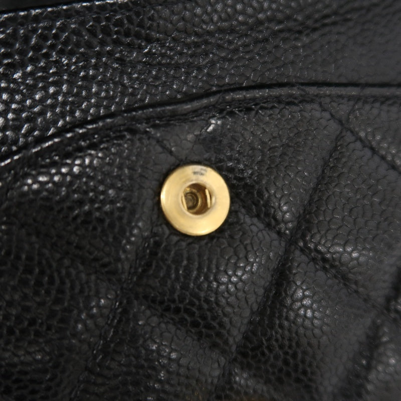 CHANEL Matelasse Classic Flap Shoulder Bag Caviar Leather Black Gold Hardware