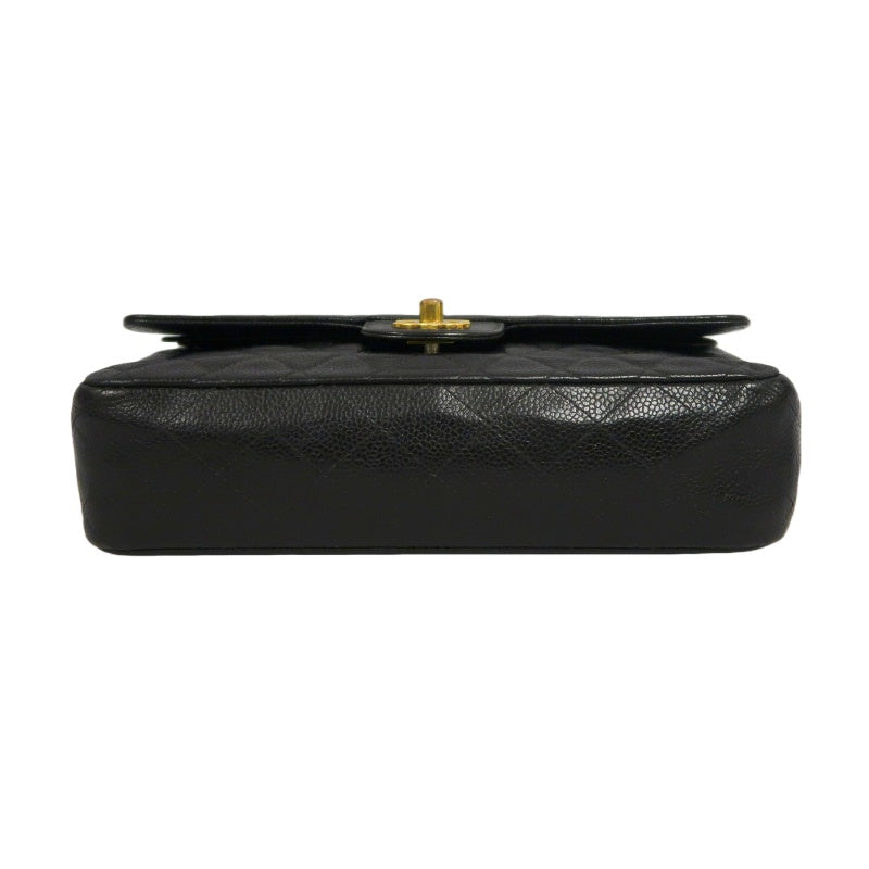 CHANEL Matelasse Classic Flap Shoulder Bag Caviar Leather Black Gold Hardware