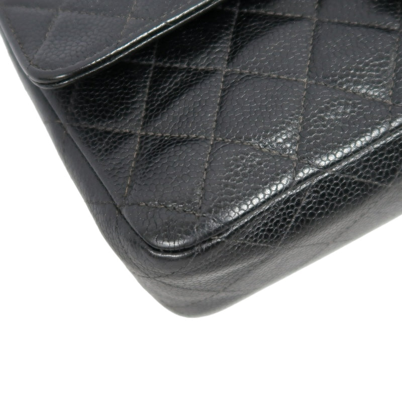 CHANEL Matelasse Classic Flap Shoulder Bag Caviar Leather Black Gold Hardware