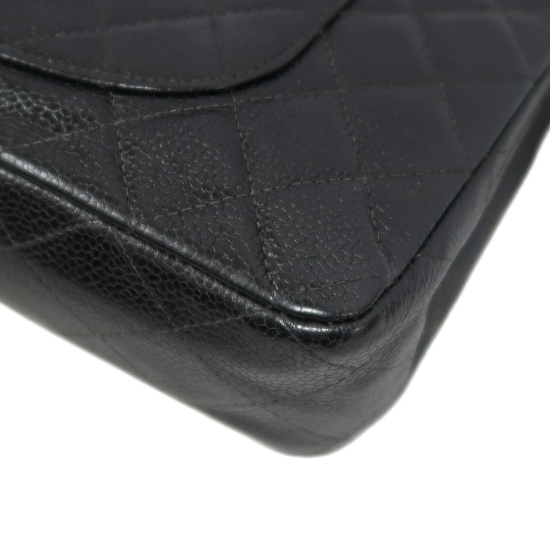 CHANEL Matelasse Classic Flap Shoulder Bag Caviar Leather Black Gold Hardware