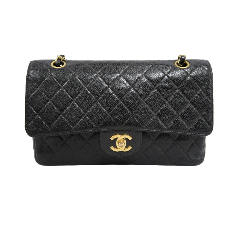 CHANELMatelassé Classic Flap Shoulder Bag Caviar Leather Black Gold Hardware