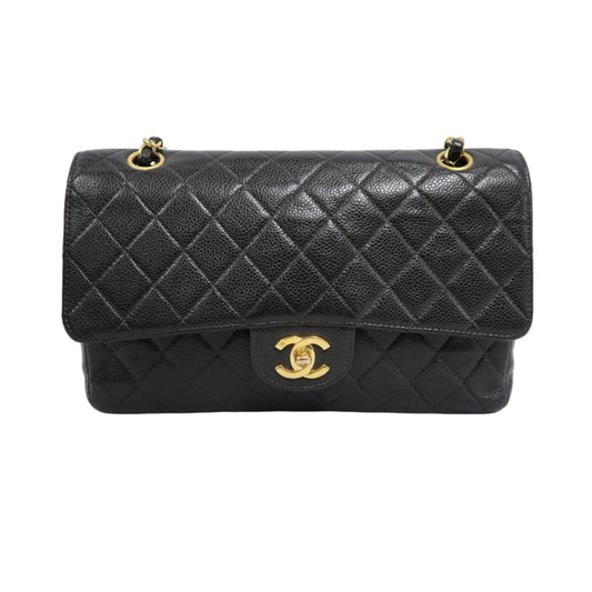 CHANELMatelassé Classic Flap Shoulder Bag Caviar Leather Black Gold Hardware