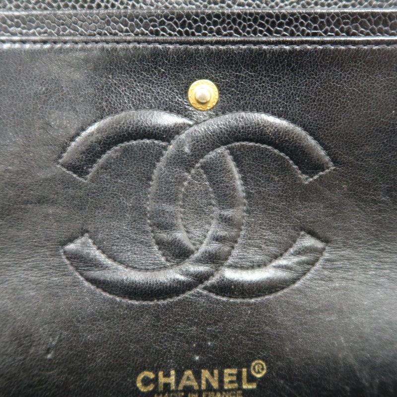 CHANELMatelassé Classic Flap Shoulder Bag Caviar Leather Black Gold Hardware