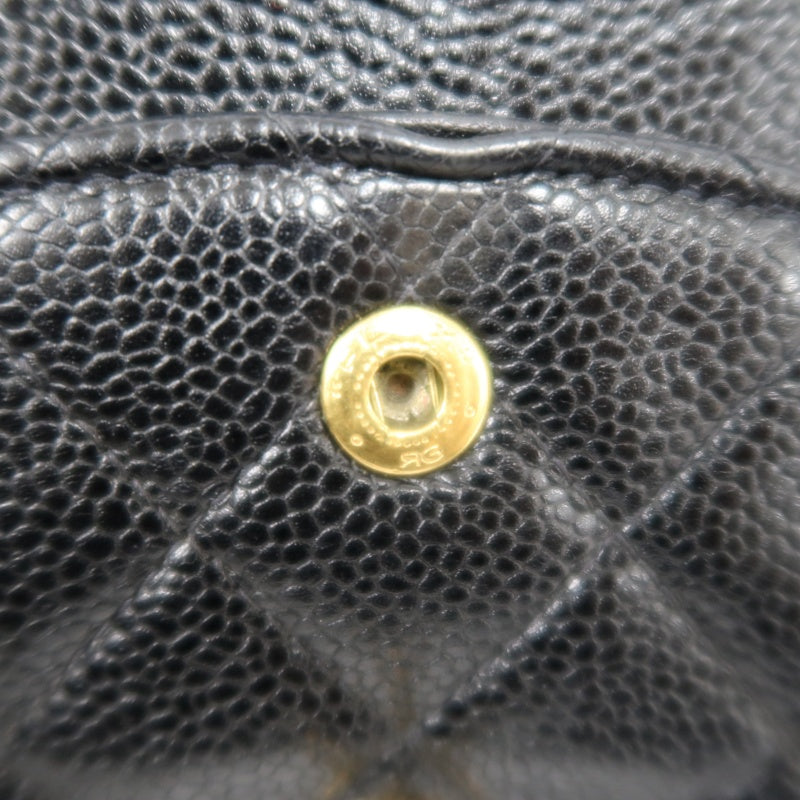 CHANELMatelassé Classic Flap Shoulder Bag Caviar Leather Black Gold Hardware