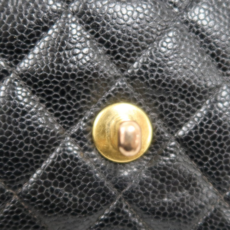 CHANELMatelassé Classic Flap Shoulder Bag Caviar Leather Black Gold Hardware