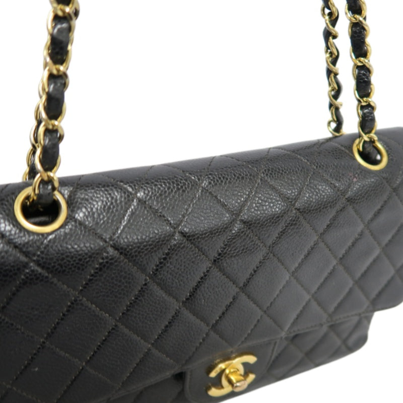 CHANELMatelassé Classic Flap Shoulder Bag Caviar Leather Black Gold Hardware