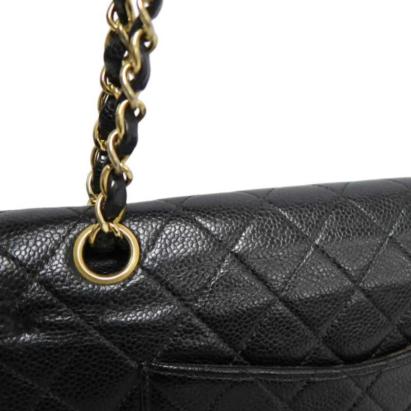 CHANELMatelassé Classic Flap Shoulder Bag Caviar Leather Black Gold Hardware