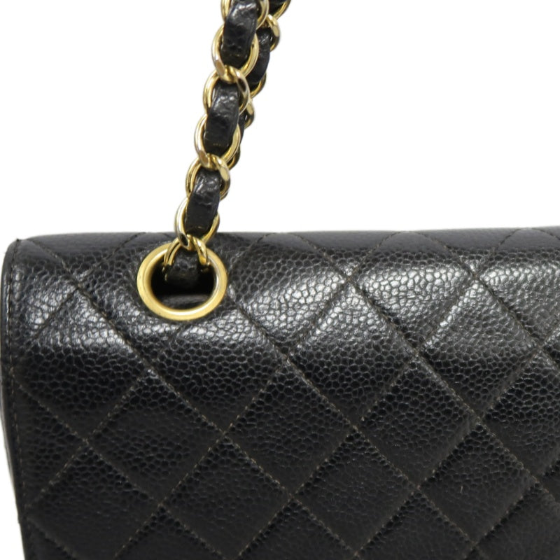CHANELMatelassé Classic Flap Shoulder Bag Caviar Leather Black Gold Hardware