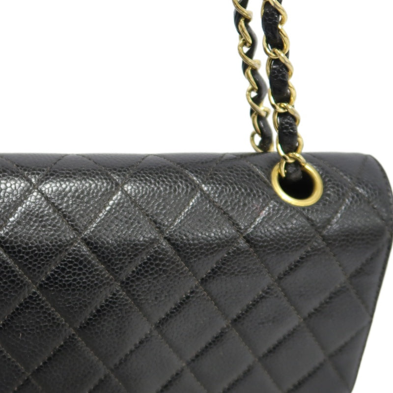 CHANELMatelassé Classic Flap Shoulder Bag Caviar Leather Black Gold Hardware