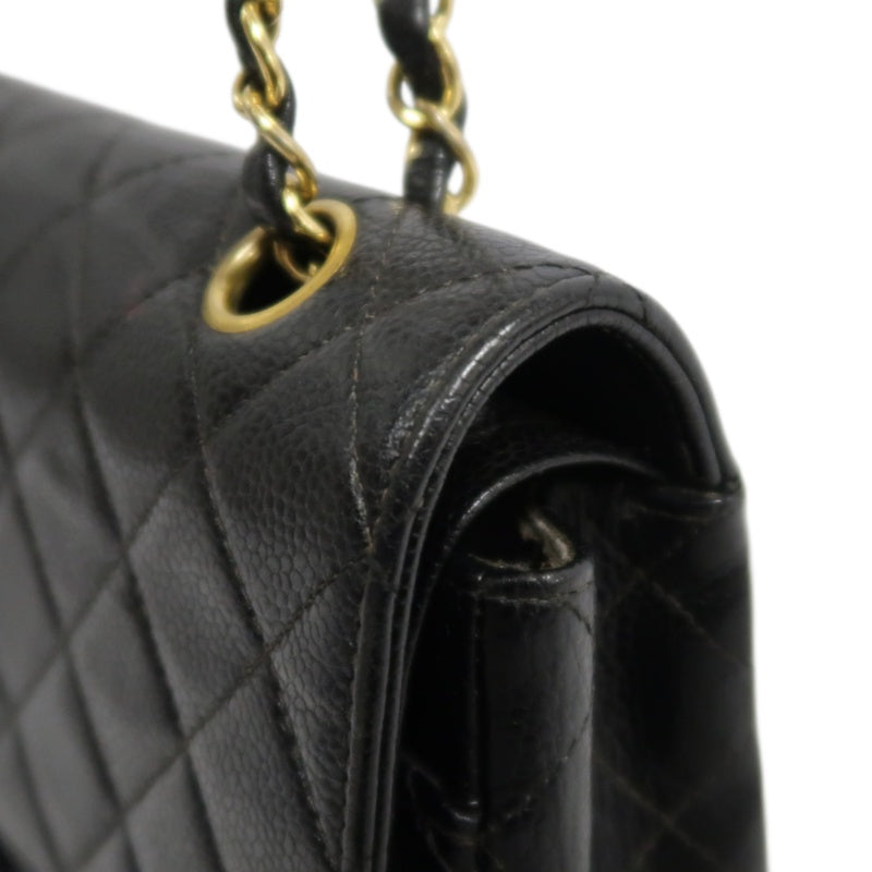 CHANELMatelassé Classic Flap Shoulder Bag Caviar Leather Black Gold Hardware