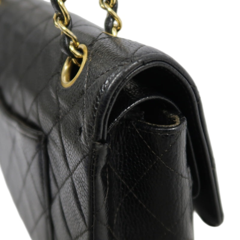 CHANELMatelassé Classic Flap Shoulder Bag Caviar Leather Black Gold Hardware