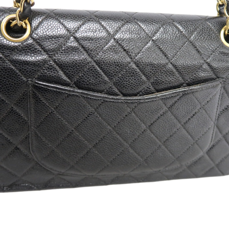 CHANELMatelassé Classic Flap Shoulder Bag Caviar Leather Black Gold Hardware