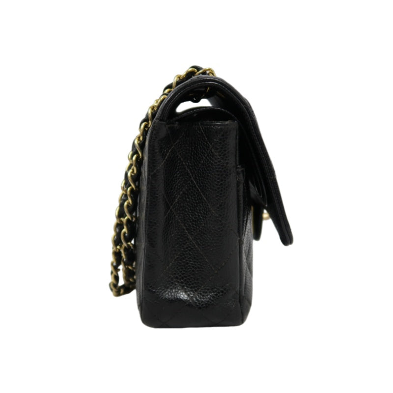 CHANELMatelassé Classic Flap Shoulder Bag Caviar Leather Black Gold Hardware