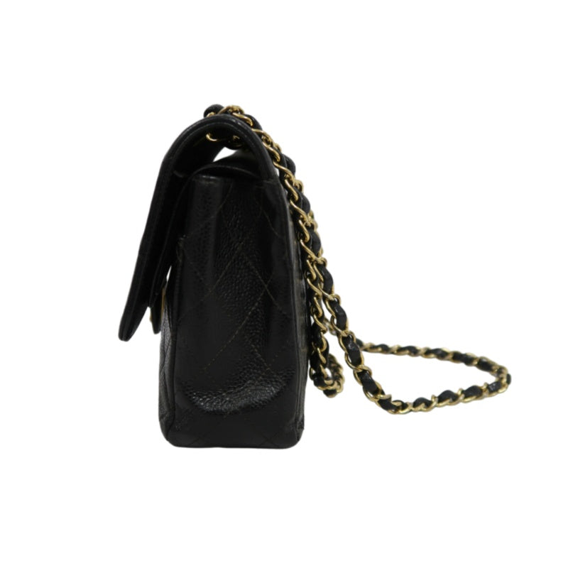 CHANELMatelassé Classic Flap Shoulder Bag Caviar Leather Black Gold Hardware