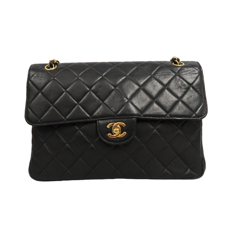 CHANEL Matelasse Classic Flap Jumbo Shoulder Bag Lambskin Black Gold Hardware