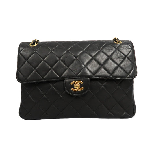 CHANEL Matelasse Classic Flap Jumbo Shoulder Bag Lambskin Black Gold Hardware