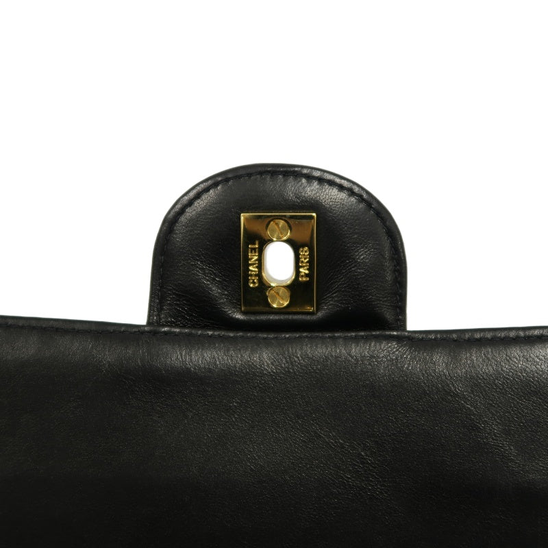 CHANEL Matelasse Classic Flap Jumbo Shoulder Bag Lambskin Black Gold Hardware