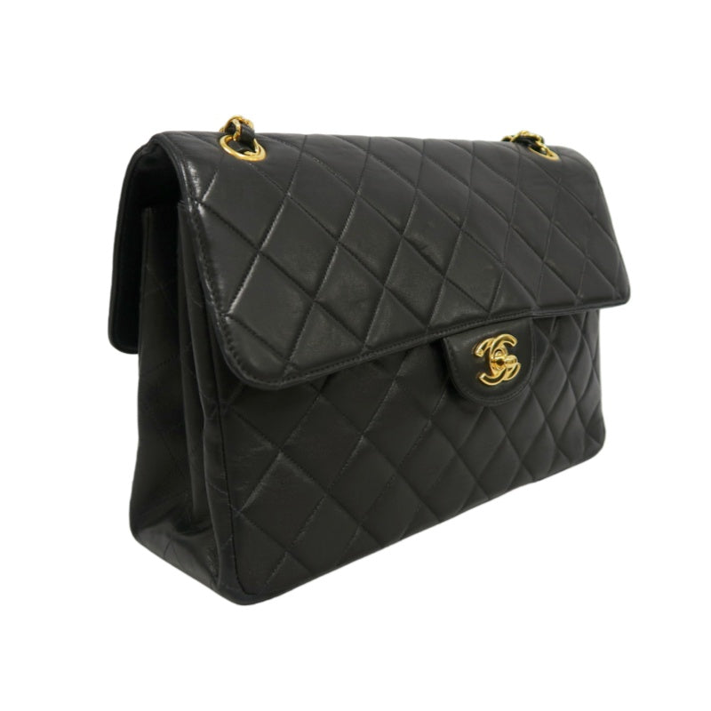 CHANEL Matelasse Classic Flap Jumbo Shoulder Bag Lambskin Black Gold Hardware