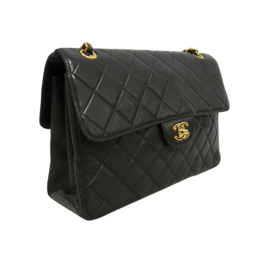 CHANEL Matelasse Classic Flap Jumbo Shoulder Bag Lambskin Black Gold Hardware