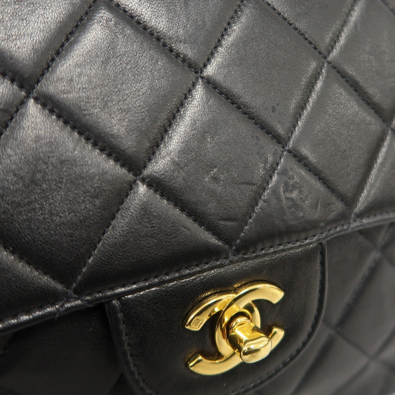 CHANEL Matelasse Classic Flap Jumbo Shoulder Bag Lambskin Black Gold Hardware