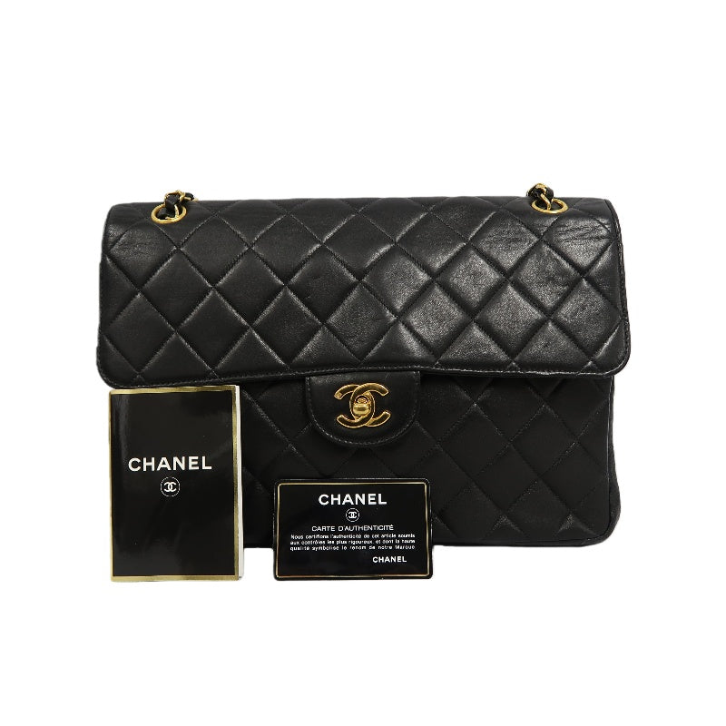 CHANEL Matelasse Classic Flap Jumbo Shoulder Bag Lambskin Black Gold Hardware