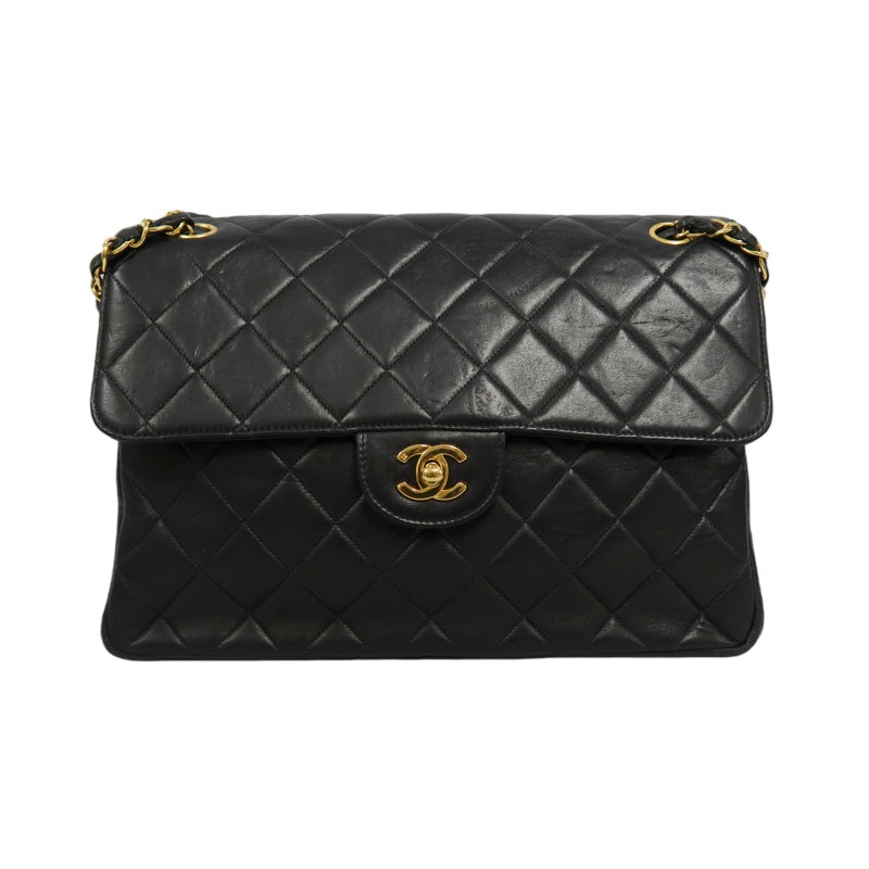 CHANEL Matelasse Classic Flap Jumbo Shoulder Bag Lambskin Black Gold Hardware