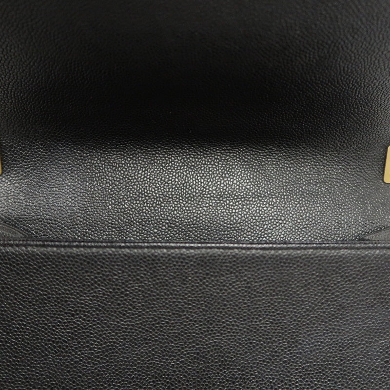 CHANEL Boy Shoulder Bag Caviar Leather Black Gold Hardware