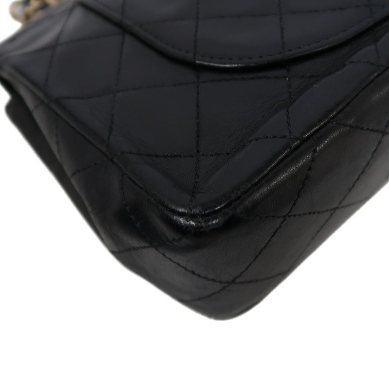 CHANEL Matelasse Classic Flap Shoulder Bag Lambskin Black Gold Hardware
