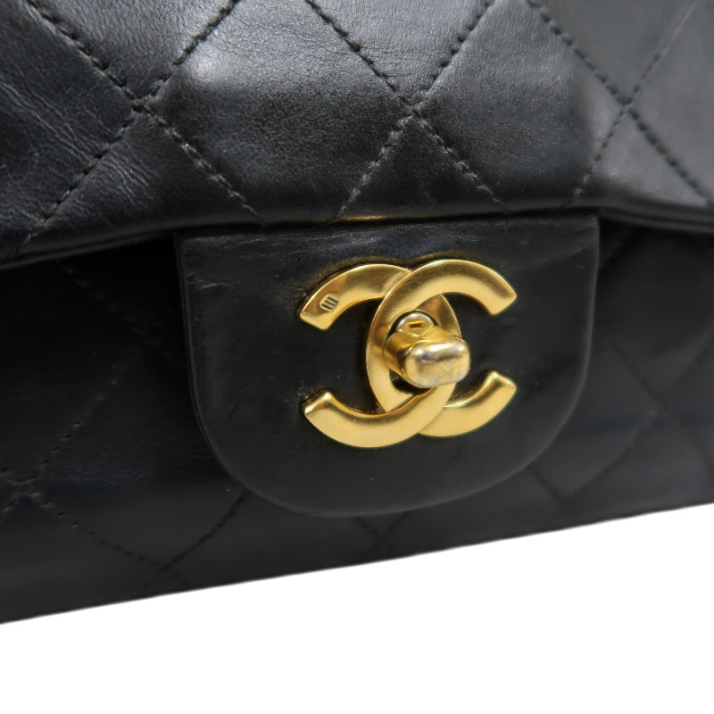 CHANEL Matelasse Classic Flap Shoulder Bag Lambskin Black Gold Hardware
