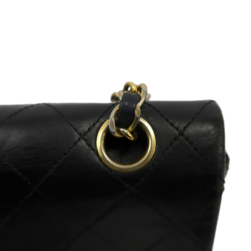 CHANEL Matelasse Classic Flap Shoulder Bag Lambskin Black Gold Hardware
