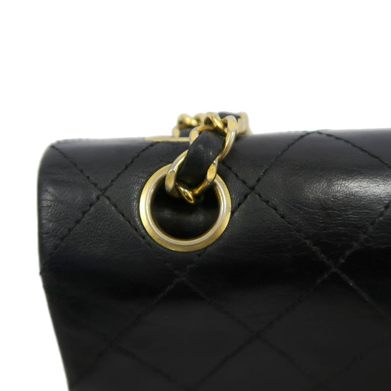 CHANEL Matelasse Classic Flap Shoulder Bag Lambskin Black Gold Hardware