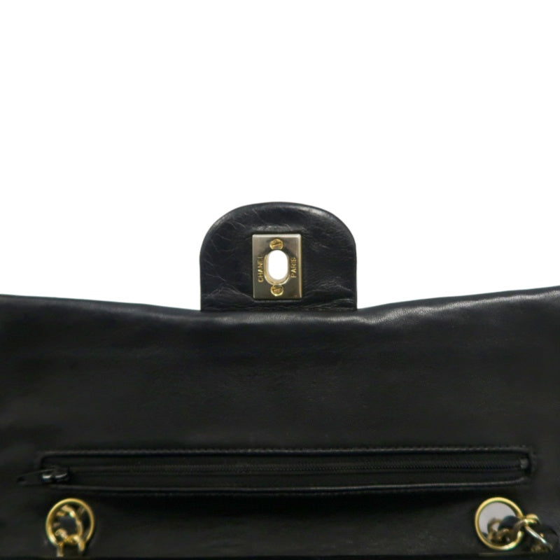 CHANEL Matelasse Classic Flap Shoulder Bag Lambskin Black Gold Hardware