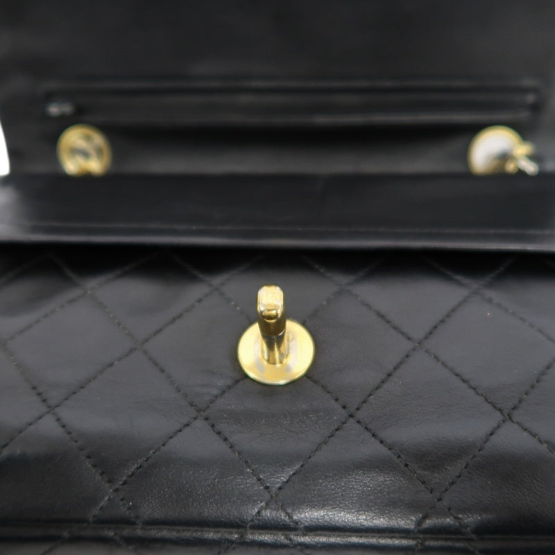 CHANEL Matelasse Classic Flap Shoulder Bag Lambskin Black Gold Hardware