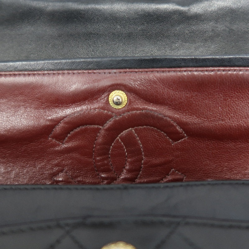 CHANEL Matelasse Classic Flap Shoulder Bag Lambskin Black Gold Hardware