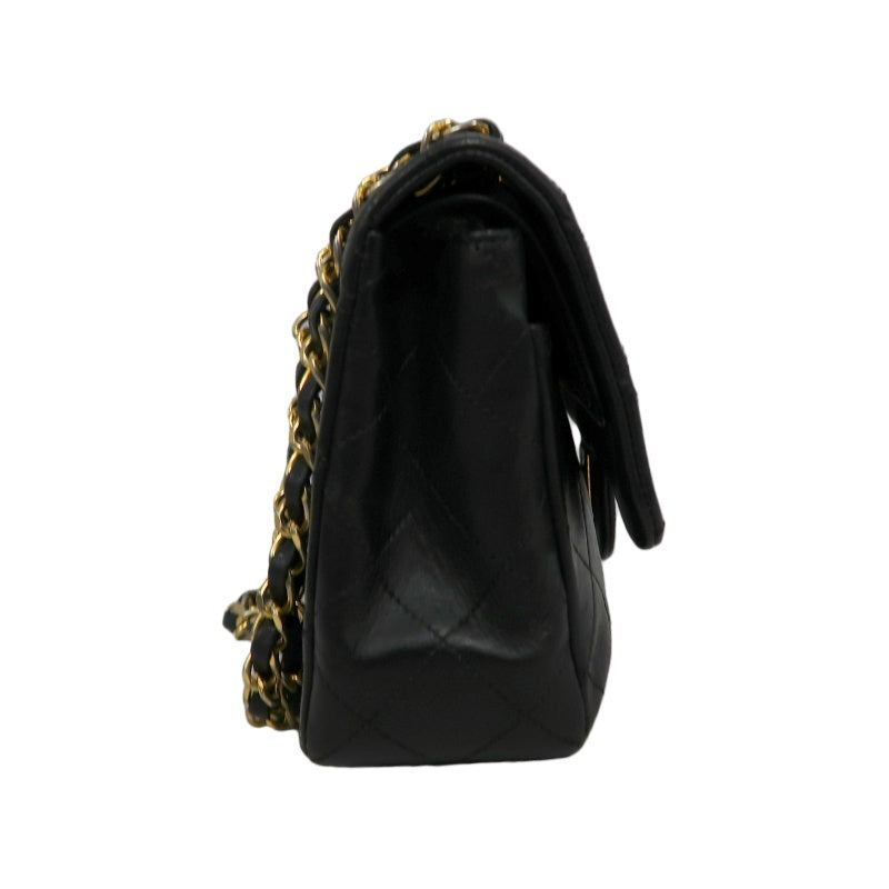 CHANEL Matelasse Classic Flap Shoulder Bag Lambskin Black Gold Hardware
